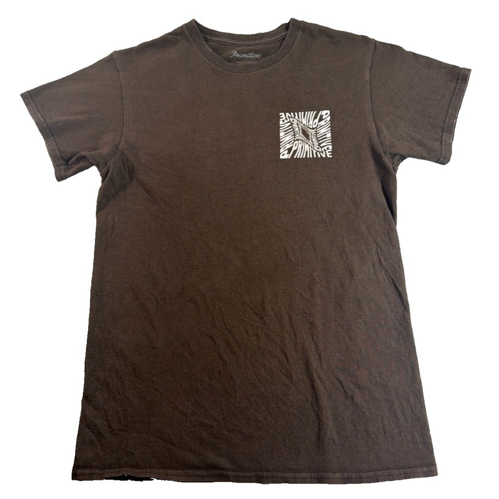Primitive Skate T Shirt Brown Logo Graphic Mens Small Streetwear Cotton Tee
